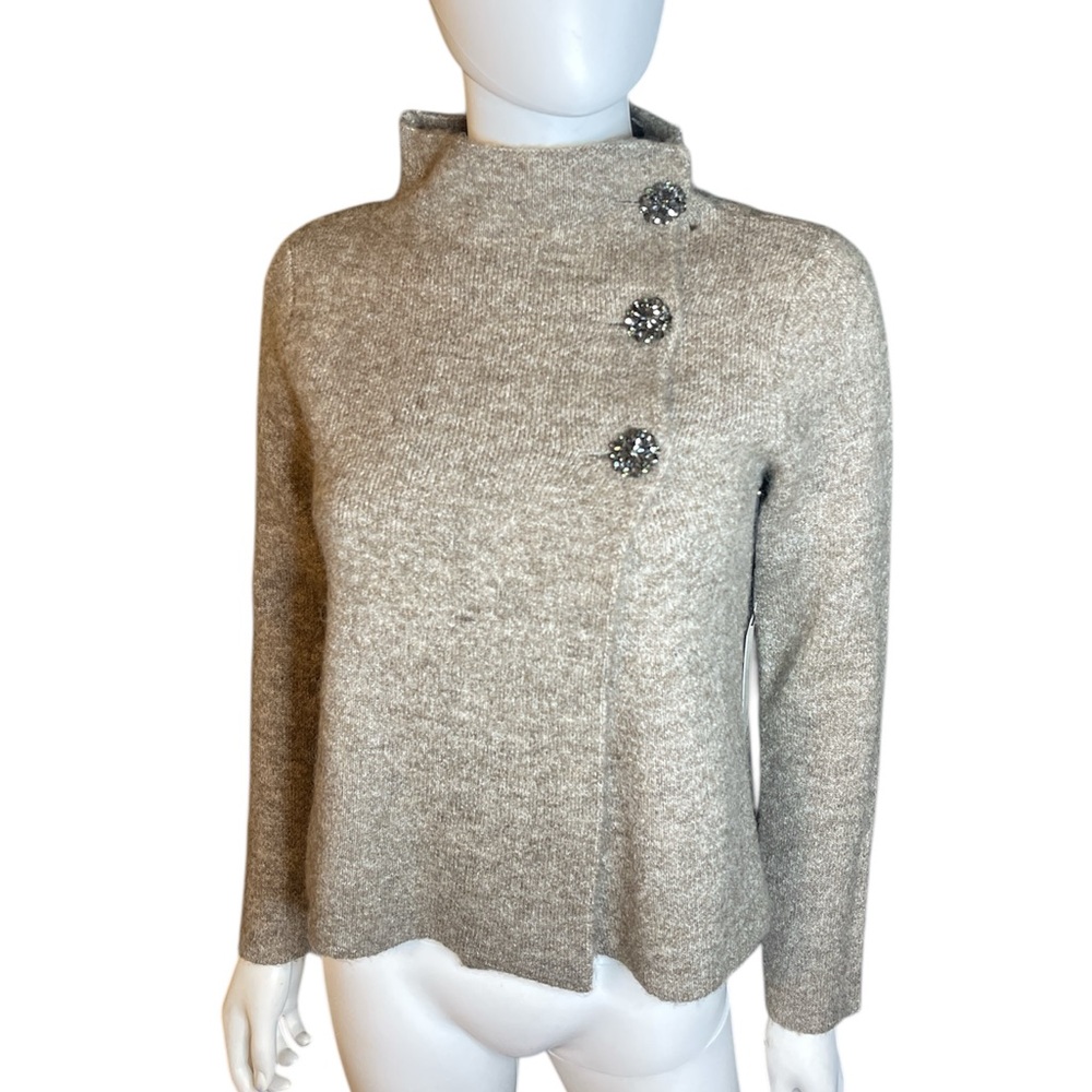 Adrienne Vittadini brown Cowl Neck Sweater with Button Accents